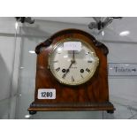 Wooden mantle clock by J. W. Benson, London with key