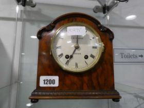 Wooden mantle clock by J. W. Benson, London with key