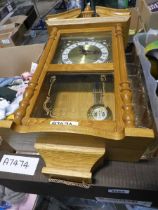 Box containing various glassware together with a Daniel Dakota Westminster chime clock