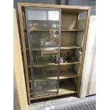 +VAT Large oak finish display cabinet with glazed sliding doors