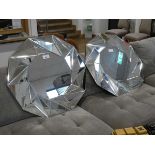 +VAT Modern pair of faceted decagonal wall mirrors