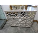 +VAT Mirror fronted chest of 3 lattice patterned drawers