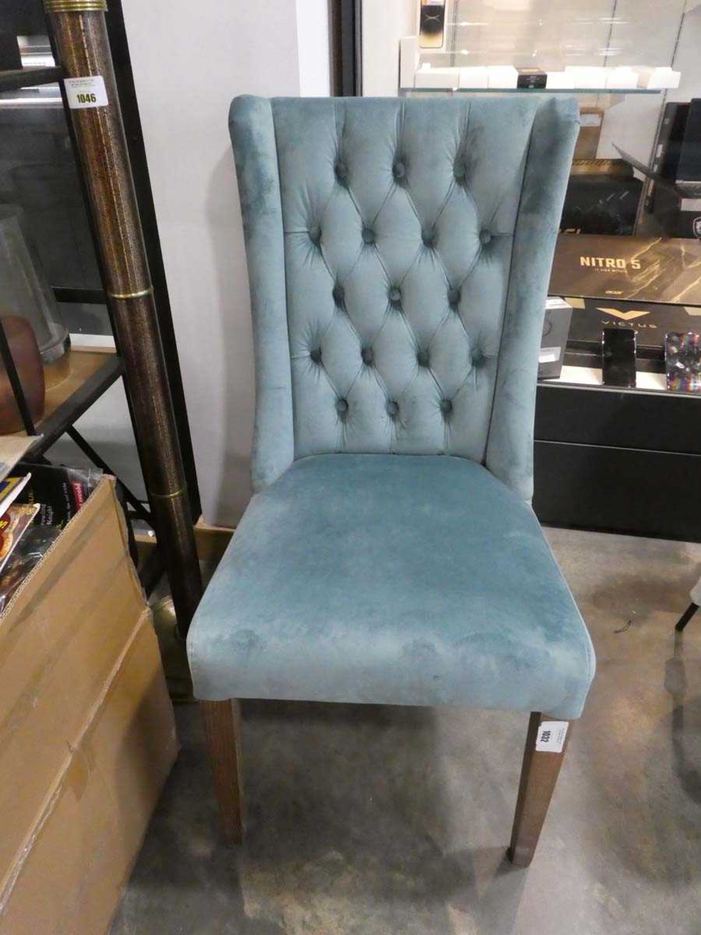 +VAT Richmond blue velvet button back dining chair