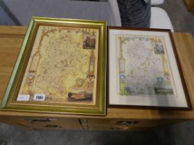 2 framed and glazed maps of local interest to Bedfordshire