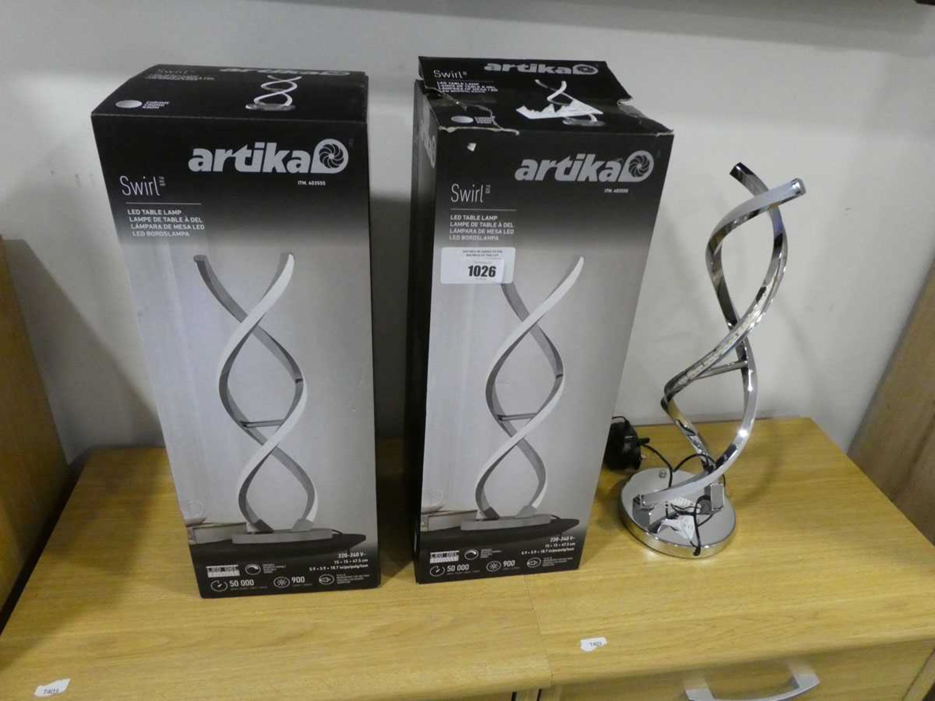 +VAT 3 Artika LED swirl table lamps (2 boxed)