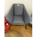+VAT Blue leatherette upholstered easy chair on black metal supports