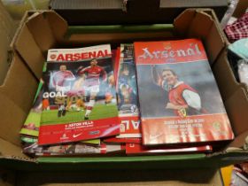 Box containing a qty of Arsenal programmes