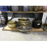 +VAT S&R black glass lamp base with graduated pair of decorative mirror based serving trays