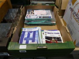 Box containing various football match day programmes and ticket stubs to include Tottenham, West