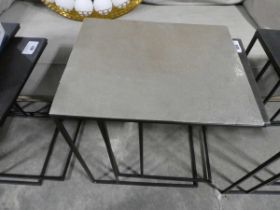 +VAT Nesting pair of metal top occasional tables on black metal supports