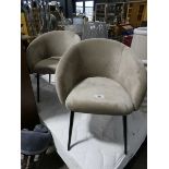 +VAT Set of 2 suede upholstered bucket type dining chairs