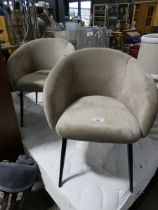 +VAT Set of 2 suede upholstered bucket type dining chairs