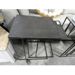 +VAT Nesting pair of metal top occasional tables on black metal supports