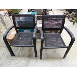 Set of 4 black metal mesh garden armchairs