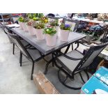 +VAT Metal framed tile top 7 piece garden dining set incl. table and 6 chairs