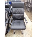 Black leatherette office armchair on chrome 5 star base