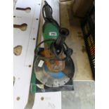 Hitachi electric angle grinder with 2 blades