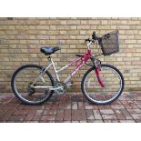 Ladies falcon pink and silver mountain bike