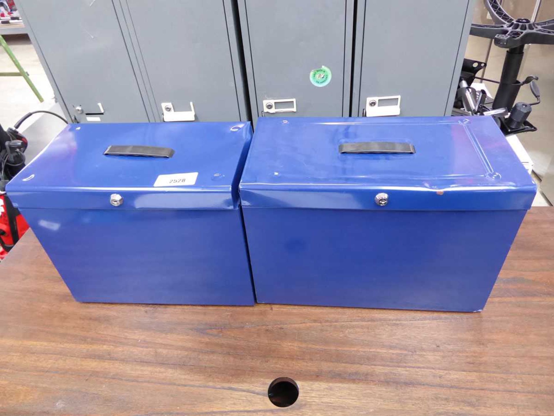 +VAT 2 navy blue lockable document boxes