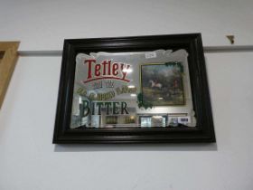 Framed advertising mirror for Tetley Bitter