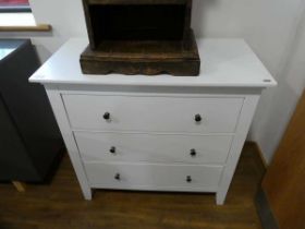 Modern white chest of 3 drawers