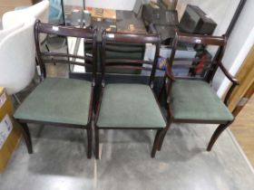 Set of 6 mahogany effect framed dining chairs incl. 2 carvers