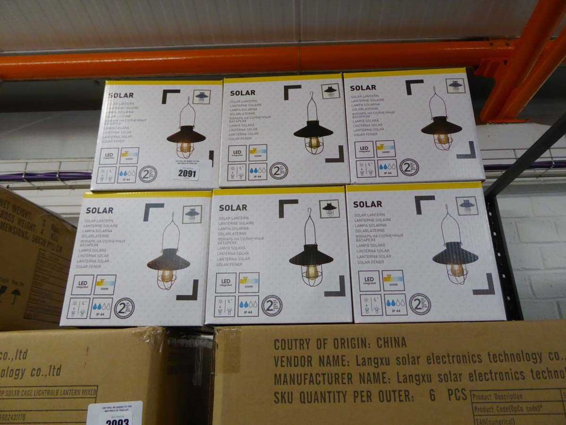 Set of 6 boxed outdoor solar lantern garden lights