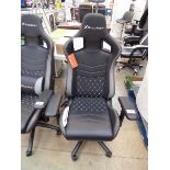 +VAT X Rocker black and grey leatherette twin armed gaming chair