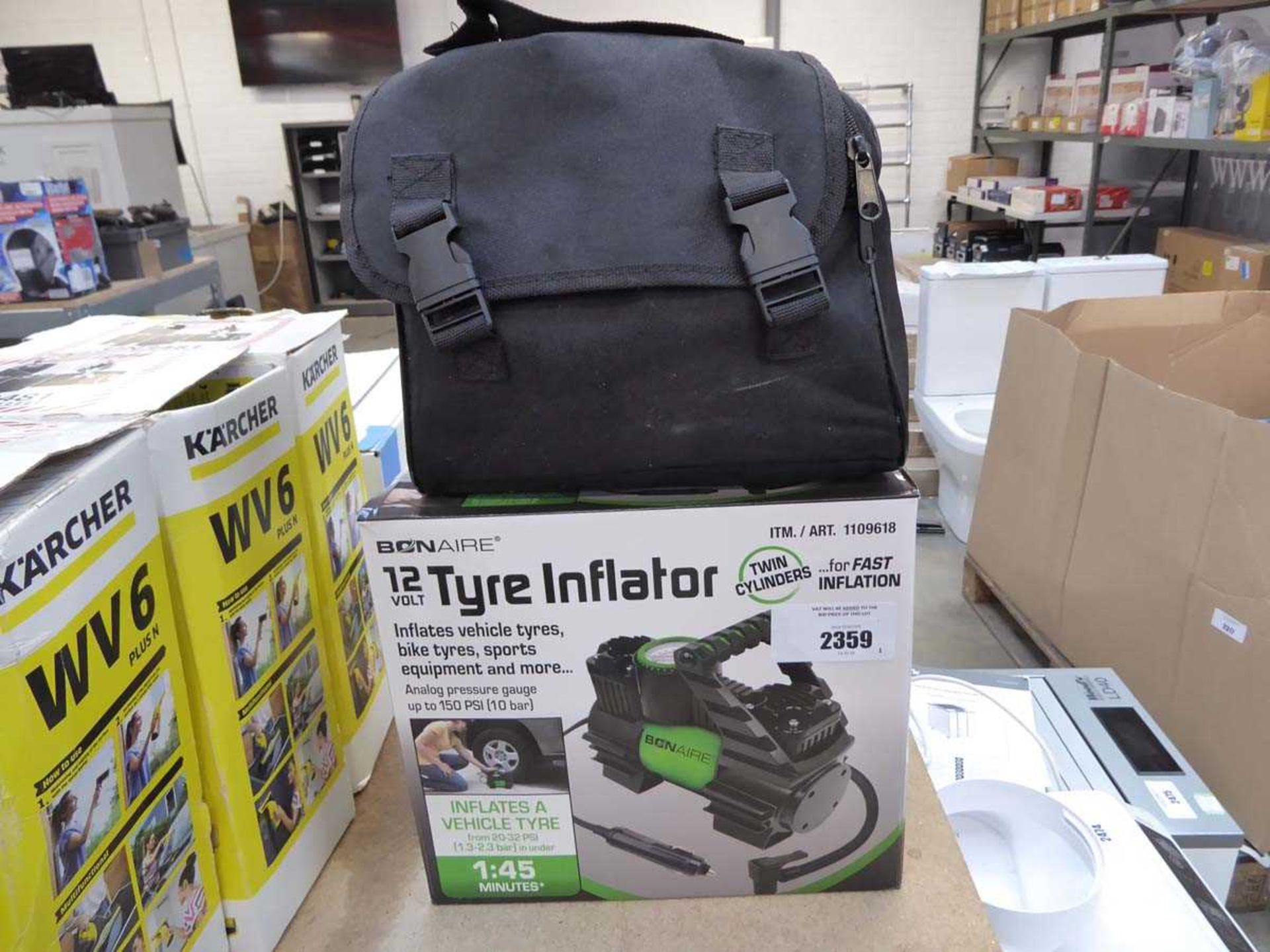 +VAT 1 boxed and 1 unboxed Bonaire 12v tyre inflator