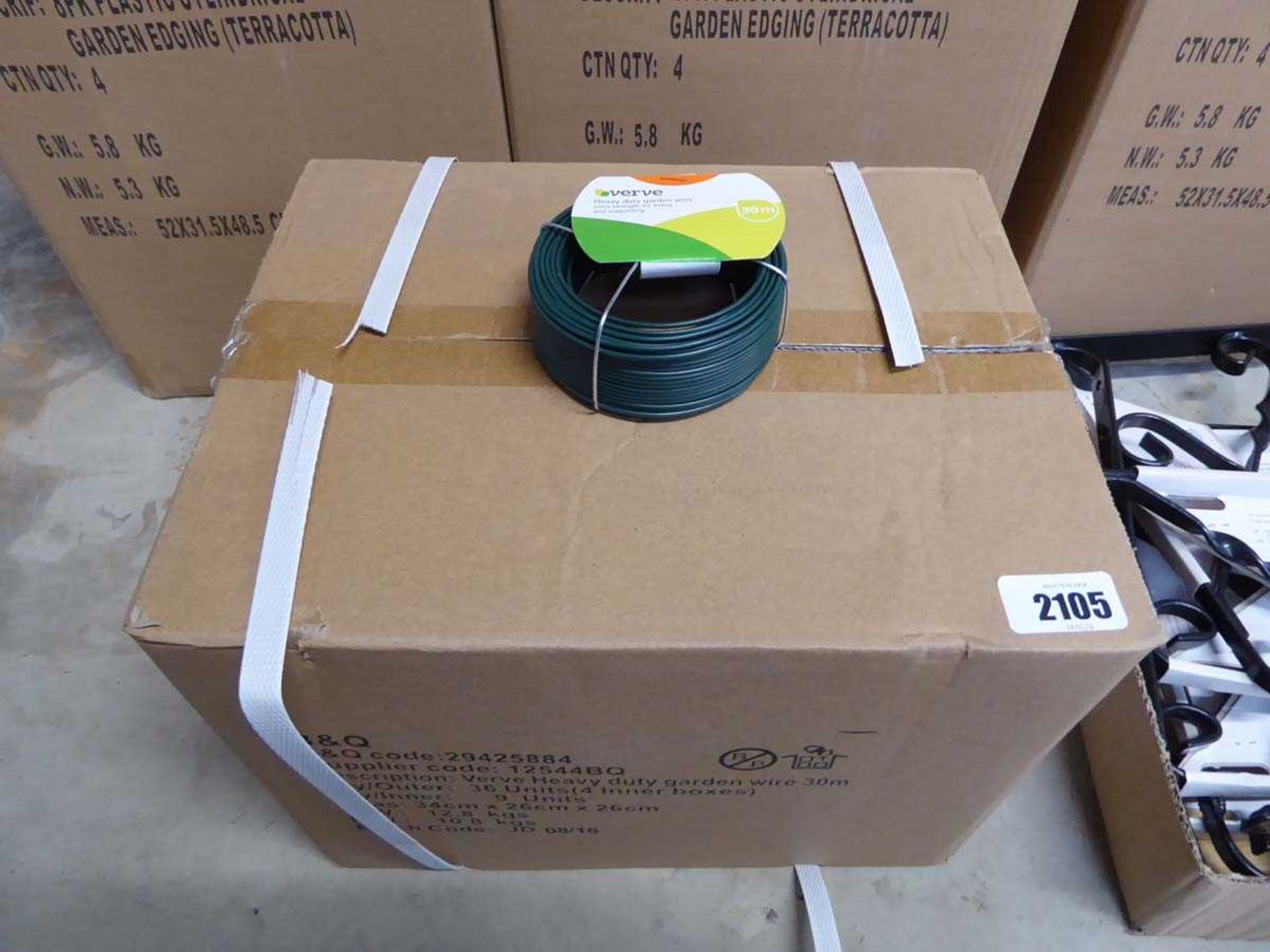 Box containing 36 rolls of Verve heavy duty 30m. garden wire