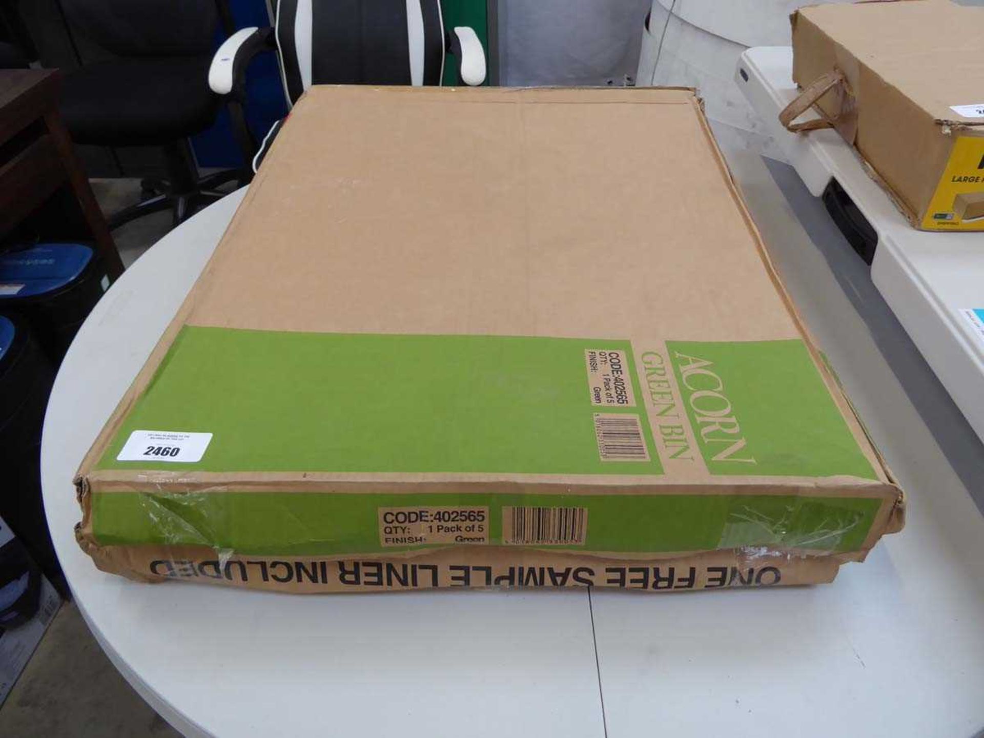+VAT 2 boxes of Acorn branded flat pack cardboard boxes (2 packs of 5)