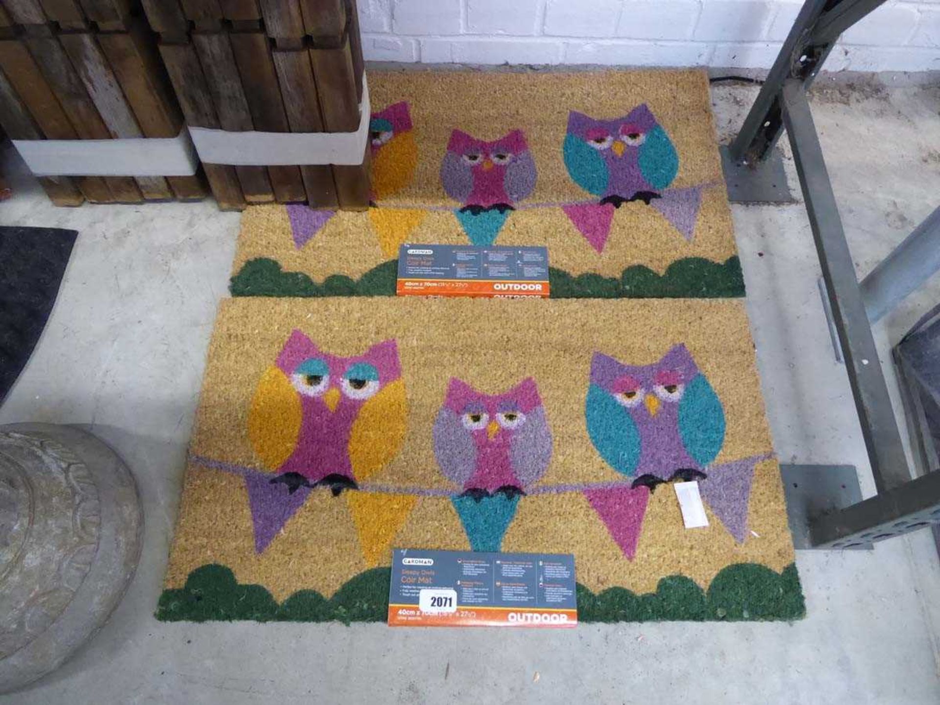 2 70x40cm sleepy owl door mats