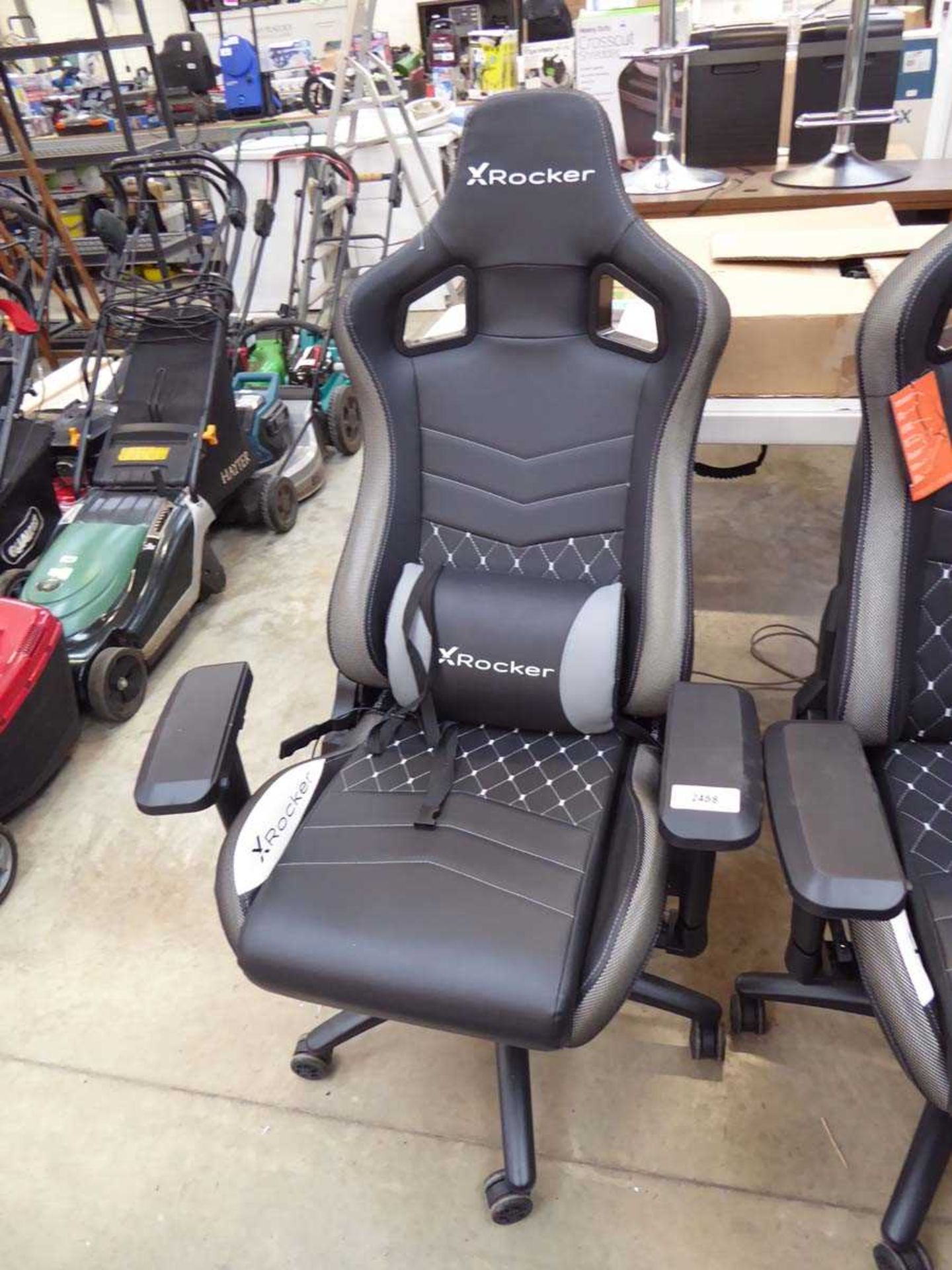 +VAT X Rocker black and grey leatherette twin armed gaming chair