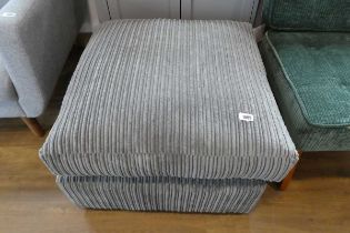 Grey striped upholstered ottoman