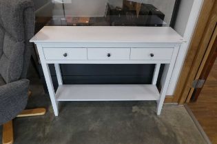Modern white 3 drawer console table