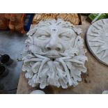 Large concrete green man wall plaque