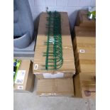 2 boxes containing 20 pieces (total) of green metal lawn border edging