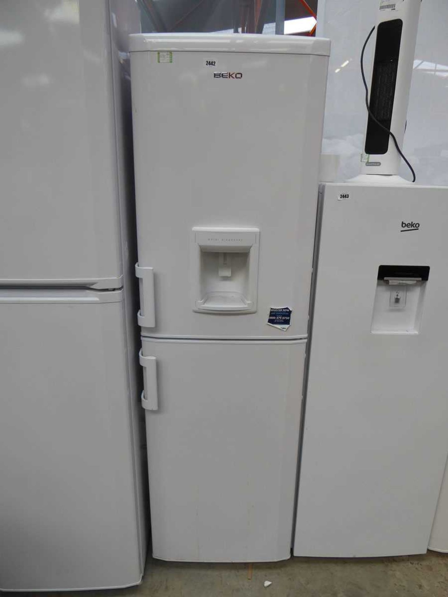 Beko A Class Frost Free fridge freezer in white with built in water dispenser