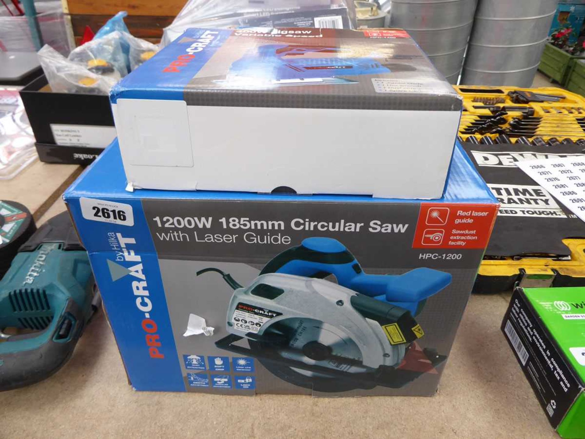 Pro-Craft 185mm. circular saw, together with a Pro-Craft electric variable speed jigsaw