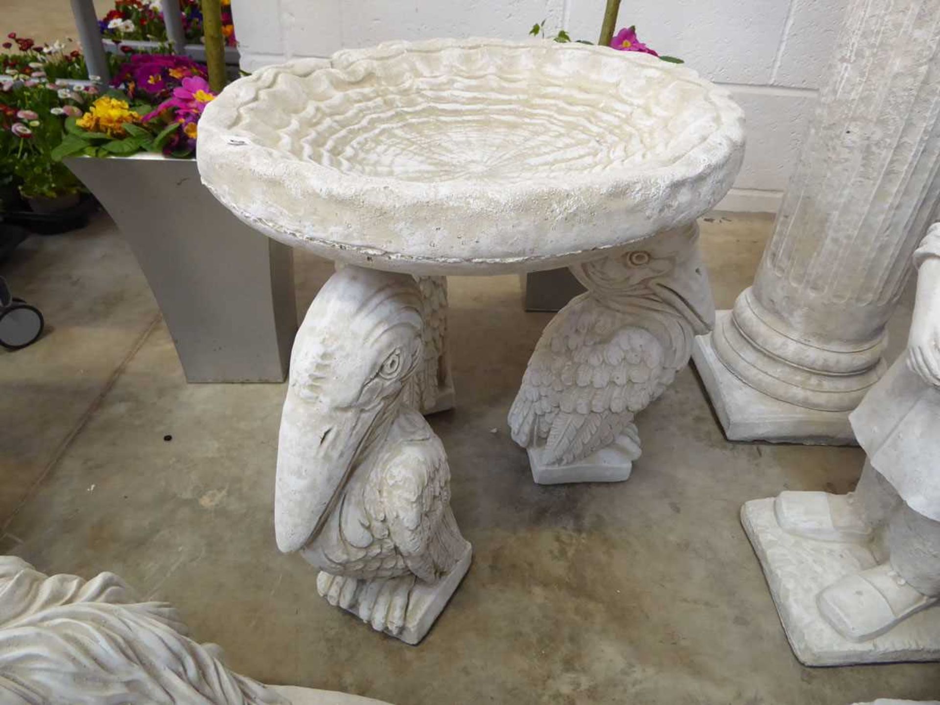 3 bird concrete bird bath