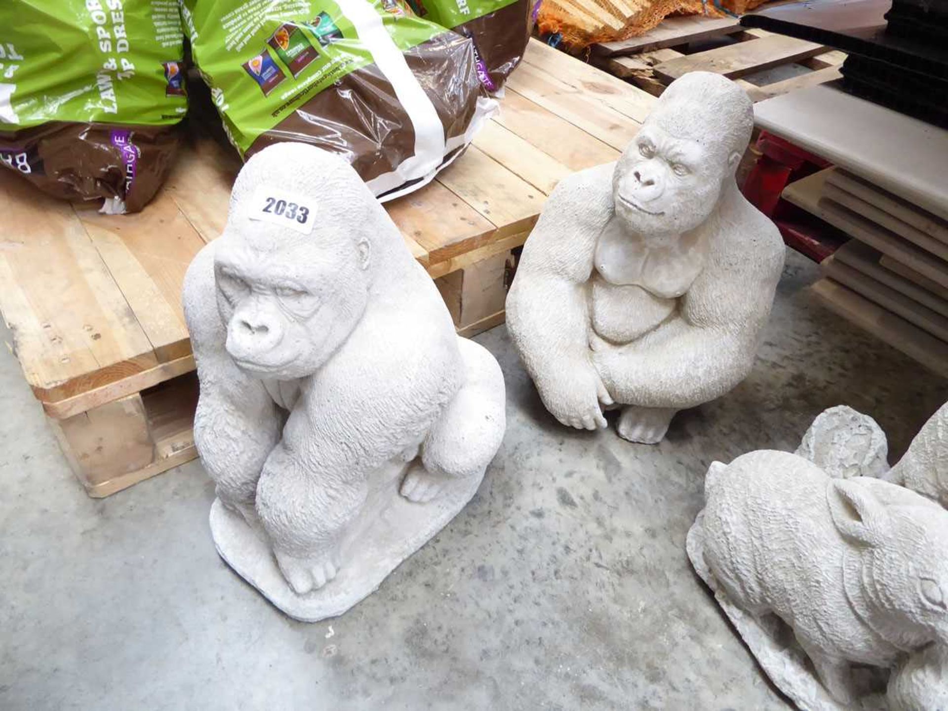 Pair of concrete gorillas