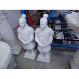 Pair of concrete Chinese warriors