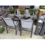 5 piece outdoor garden dining set comprising oval glass topped table, together with 4 2 tone grey