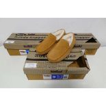 +VAT 3 boxed pairs of mens kirkland suede slippers in beige (size UK 12, 8 & 7)