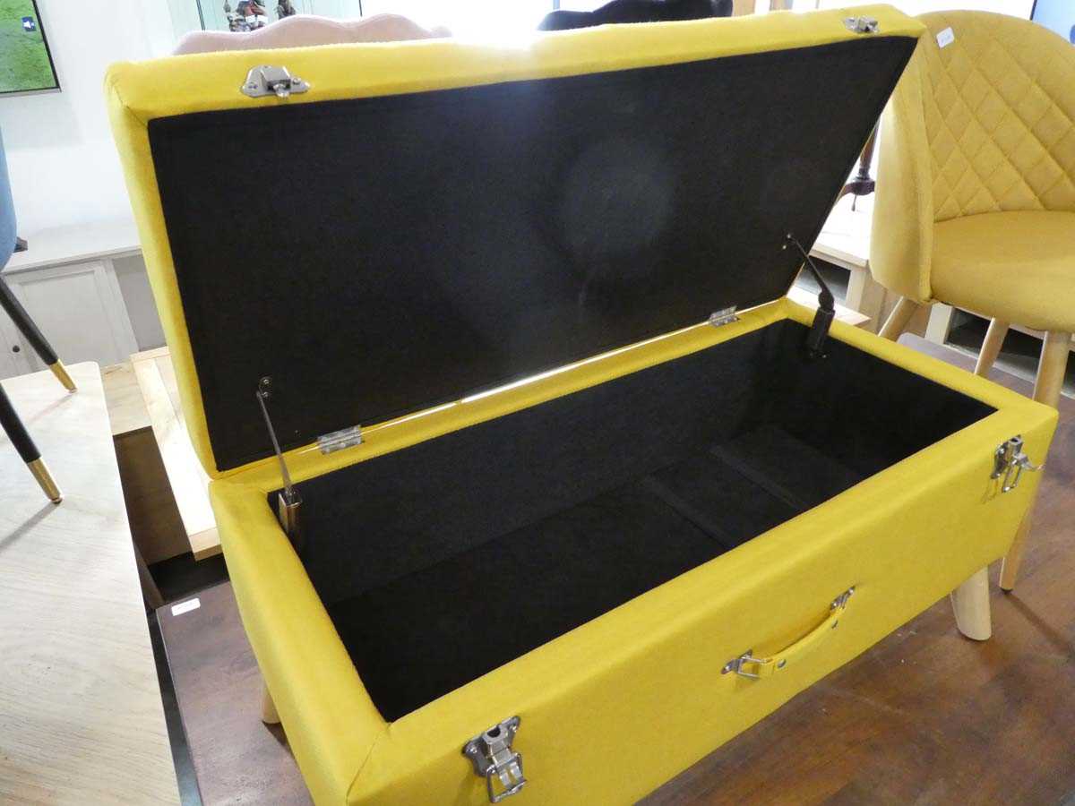 Modern yellow upholstered ottoman in the form of a case - Image 2 of 2