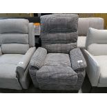 +VAT Brown check upholstered reclining easy chair