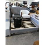 Modern grey upholstered wing back bed frame