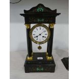 Wooden collonade shaped open backed mantle clock, the back marked 'D. Aurevi and Lallier'