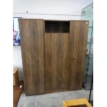 Modern hardwood finish corner wardrobe