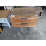 Modern single drawer bedside on grey metal tapered supports Some water damage